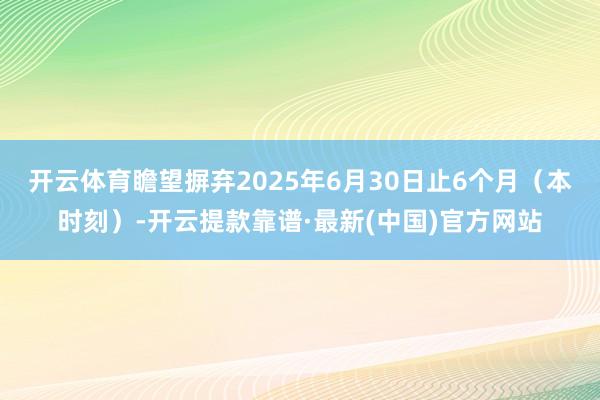 开云体育瞻望摒弃2025年6月30日止6个月（本时刻）-开云提款靠谱·最新(中国)官方网站