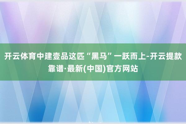 开云体育中建壹品这匹“黑马”一跃而上-开云提款靠谱·最新(中国)官方网站