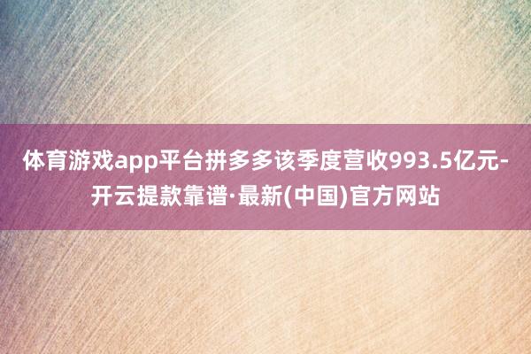 体育游戏app平台拼多多该季度营收993.5亿元-开云提款靠谱·最新(中国)官方网站