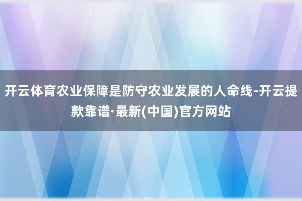 开云体育农业保障是防守农业发展的人命线-开云提款靠谱·最新(中国)官方网站