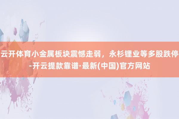 云开体育小金属板块震憾走弱，永杉锂业等多股跌停-开云提款靠谱·最新(中国)官方网站